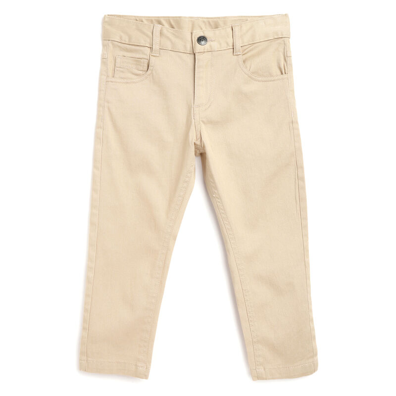 Boys Medium Natural Solid Long Trousers image number 0
